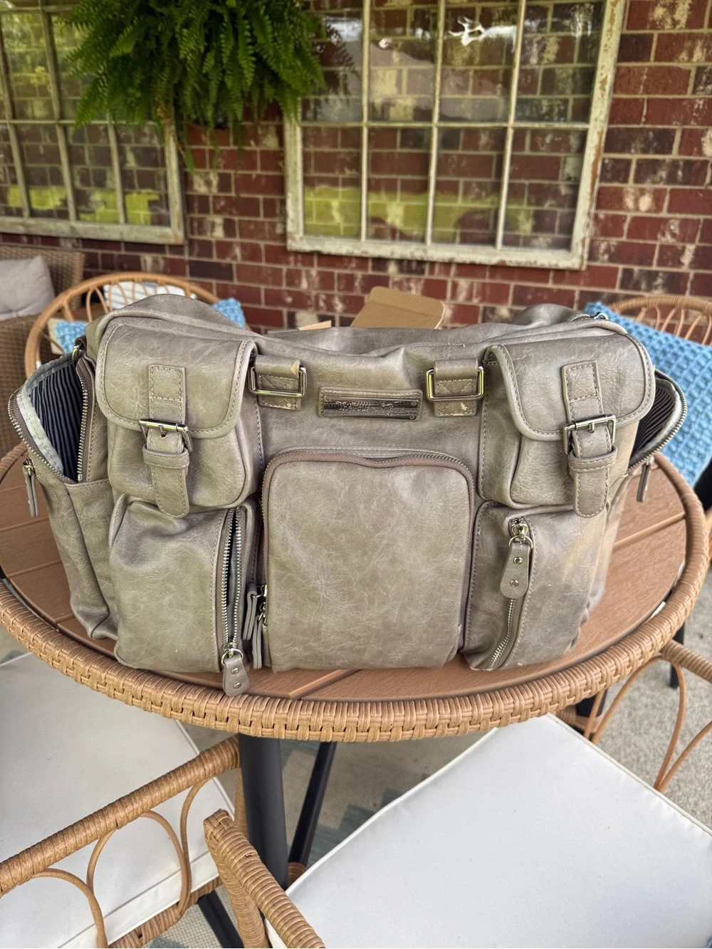 House of Flynn Leather-Style large Camera Bag - Gray